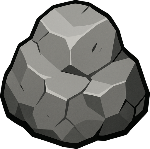 Rock (Gray).
In-Game asset.  2d.  High contrast.  No shadows