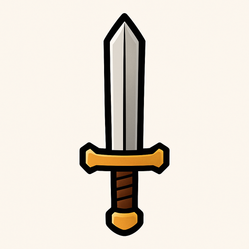 Basic sword.
In-Game asset.  2d.  High contrast.  No shadows