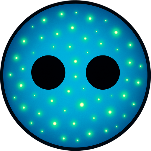 mavi renkli fakat gözleri hariç vücudunda birsürü yeşil yeşil ışıklar var