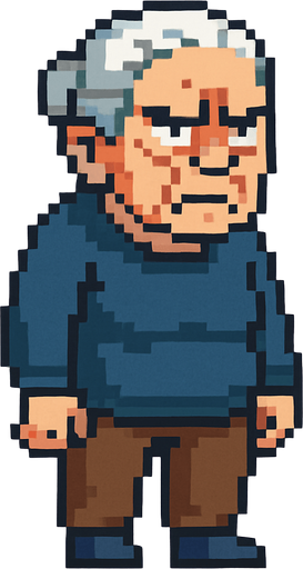 bad regular frown casual old woman full body 2d pixel art.
In-Game asset.  2d.  High contrast.  No shadows