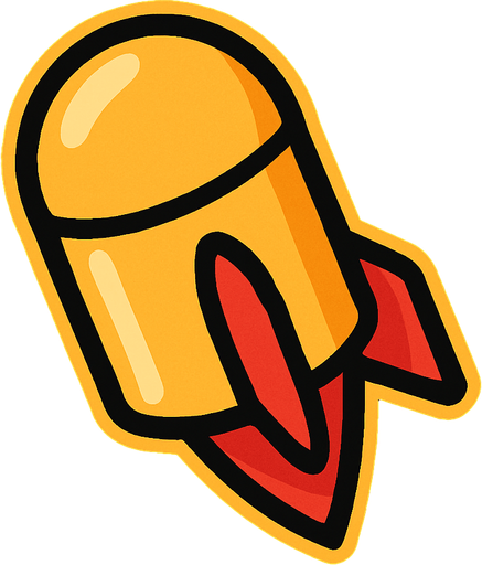 yuvarlak mermi roket şeklinde.
In-Game asset.  2d.  High contrast.  No shadows