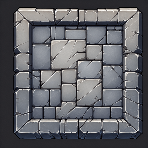 stone square, bevelled edges. 2d in-game asset, blank background, high contrast, no shadows, single-game texture.
Single Game Texture. In-Game asset. 2d. Blank background. High contrast. No shadows.