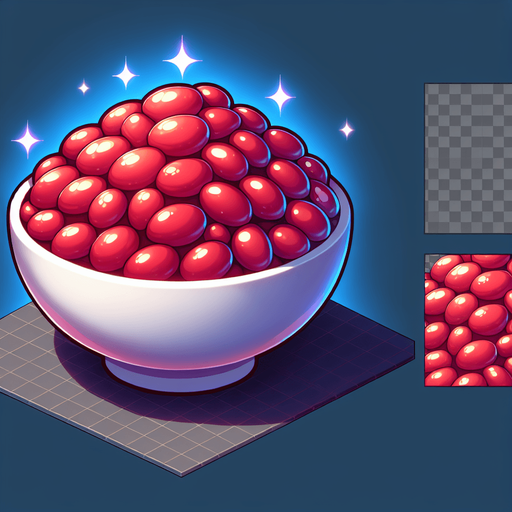 red bean, shiny anime, pile no cup

Single Game Texture. In-Game asset. 2d. Blank background. High contrast. No shadows.