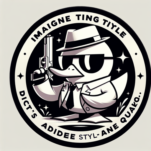 Duck with a gun title logo.
Single Game Texture. In-Game asset. 2d. Blank background. High contrast. No shadows.