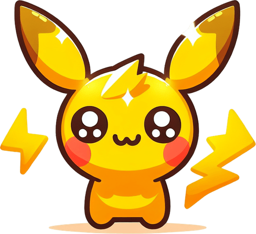 pikachu.
Single Game Texture. In-Game asset. 2d. Blank background. High contrast. No shadows.