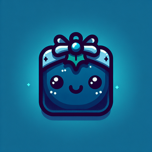 Perfectly square dark blue Christmas decoration. Cartoon. Cute art style. With face.