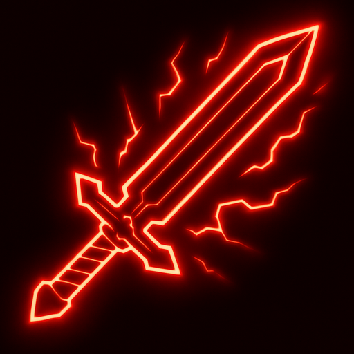 Sword, effect master red neon.
In-Game asset.  2d.  High contrast.  No shadows
