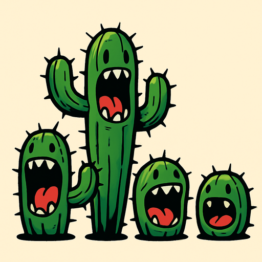 ağazı açık kaktüsler 2D.
In-Game asset.  2d.  High contrast.  No shadows