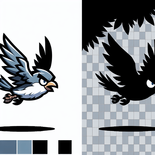 dangerous bird teen soldier mario bird, flying on air ,grey and black villain gliding on air.
Single Game Texture.  In-Game asset.  2d.  Blank background.  High contrast.  No shadows