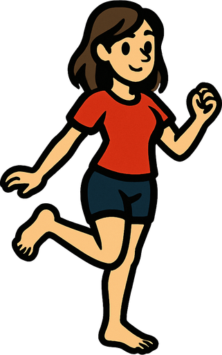 Barefoot woman with one foot raised up.
In-Game asset.  2d.  High contrast.  No shadows