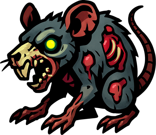zombie rat.
In-Game asset.  2d.  High contrast.  No shadows