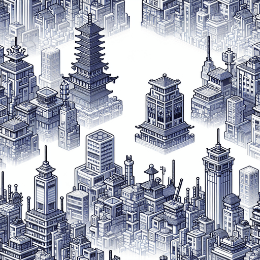 background city mg.
Single Game Texture.  In-Game asset.  2d.  Blank background.  High contrast.  No shadows