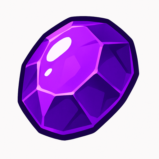Mor taş parlak belirgin.
In-Game asset.  2d.  High contrast.  No shadows