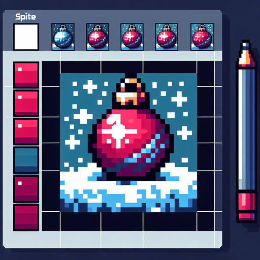 16 bit sprite of a christmas ornament Single Game Texture. In-Game asset. 2d. Blank background. High contrast. No shadows.