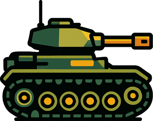 Yandan bakış tank.
In-Game asset.  2d.  High contrast.  No shadows