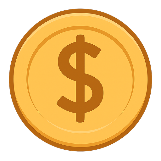 Coin icon
. No background. Transparent background. Blank background. No shadows. 2d. In-Game asset. flat