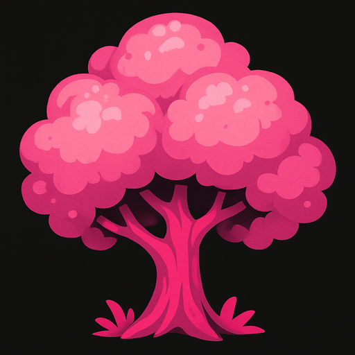 Arbre magique rose.
In-Game asset.  2d.  High contrast.  No shadows