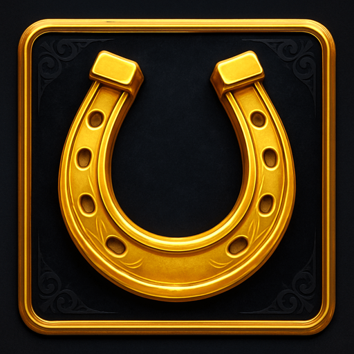 Crea un asset visual completo para el símbolo 'F' de Megaways: una Herradura Dorada, directamente sobre su panel de fondo.

Diseño General:

Forma: Un panel cuadrado o ligeramente redondeado.

Fondo del Panel: Terciopelo oscuro (negro o azul noche) o un metal pulido muy oscuro.

Borde: Un borde elegante dorado o plateado alrededor del panel.

Detalles del Fondo: Puede tener un patrón sutil de filigrana de casino en las esquinas del panel.

Símbolo Central (la Herradura):

Una herradura clásica, de color dorado brillante y con un acabado metálico, posicionada centralmente.

Puede tener pequeños detalles grabados o incrustaciones sutiles..
In-Game asset.  2d.  High contrast.  No shadows