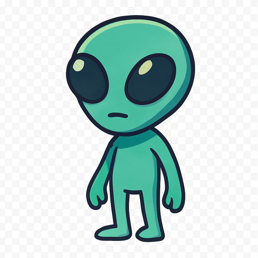 alien. No background. Transparent background. Blank background. No shadows. 2d. In-Game asset. flat