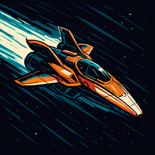 The image of the world fastest spaceship.
In-Game asset.  2d.  High contrast