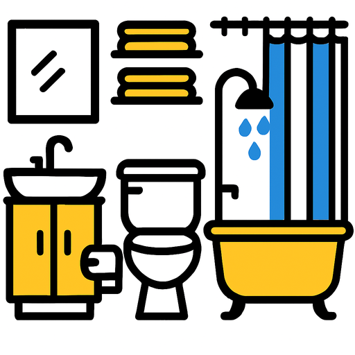 bathrom.
In-Game asset.  2d.  High contrast.  No shadows