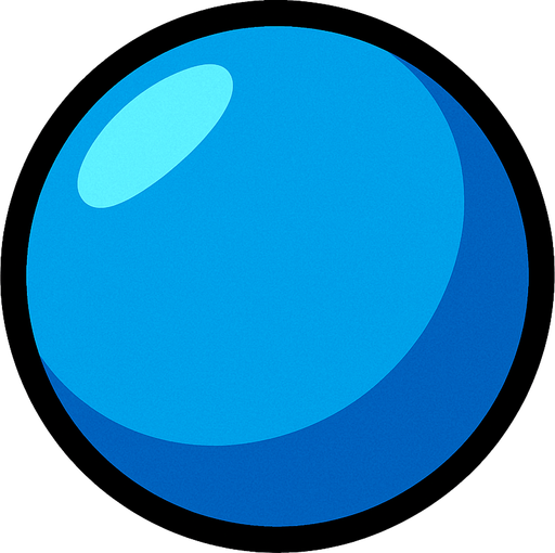 a blue ball  (no de deporte solo una pelota azul).
In-Game asset.  2d.  High contrast.  No shadows
