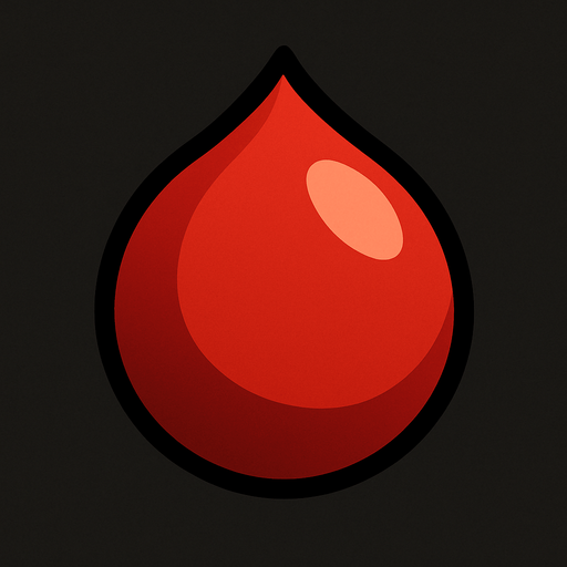 A round drop of blood.
In-Game asset.  2d.  High contrast.  No shadows