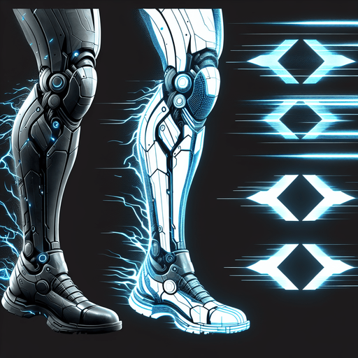 A stylized, sleek cybernetic boot or leg silhouette with clear motion lines trailing behind it (like speed lines). Alternatively, three chevrons (>>>) pointing forward, glowing with blue energy, suggesting rapid advancement..
Single Game Texture.  In-Game asset.  2d.  Blank background.  High contrast.  No shadows