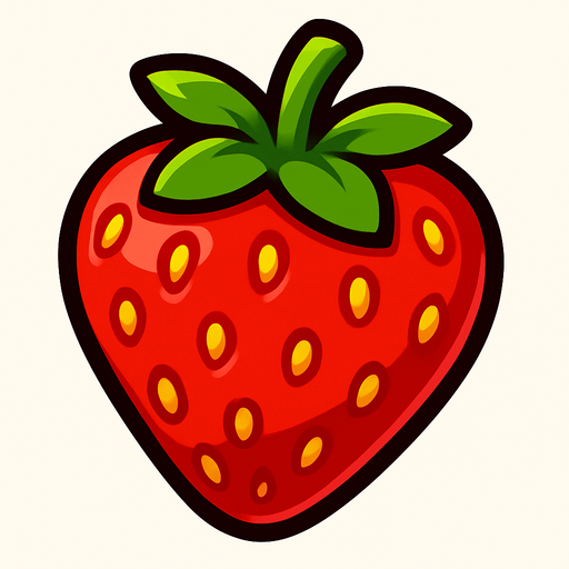 Strawberry.
In-Game asset.  2d.  High contrast.  No shadows
