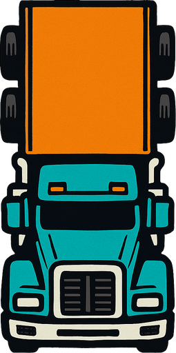 long haul truck seen from direct top.
In-Game asset.  2d.  High contrast.  No shadows