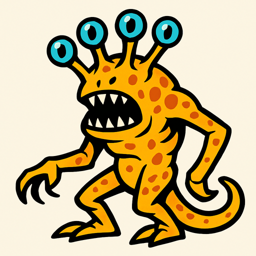 alien creature drawing.
In-Game asset.  2d.  High contrast.  No shadows