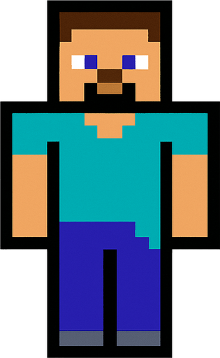 miceraft steve.
In-Game asset.  2d.  High contrast.  No shadows