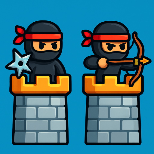 Towers have ninjas assets one have star and one have bow. HD colors.
In-Game asset.  2d.  High contrast.  No shadows