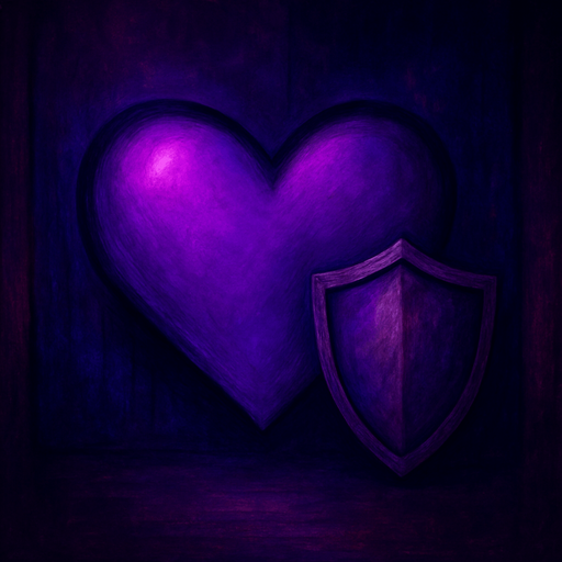 heart with shield. a small shield to the right of the heart