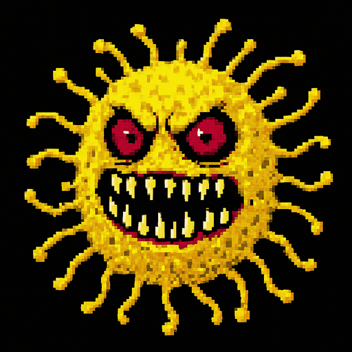 scary bacteria.
In-Game asset.  2d.  High contrast.  No shadows. pixel