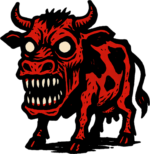scary cow.
In-Game asset.  2d.  High contrast.  No shadows