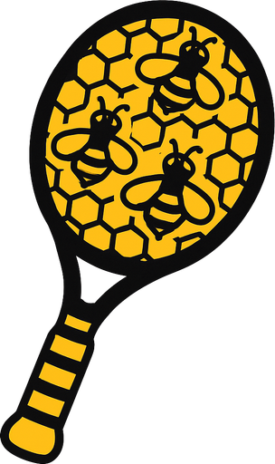 Raquette aux designs dabeilles.
In-Game asset.  2d.  High contrast.  No shadows