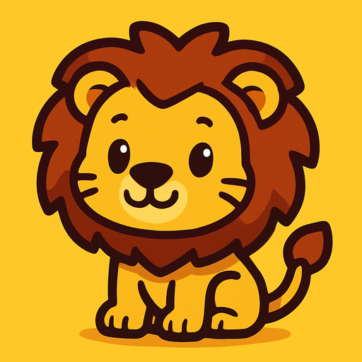 cute lion.
In-Game asset.  2d.  High contrast.  No shadows