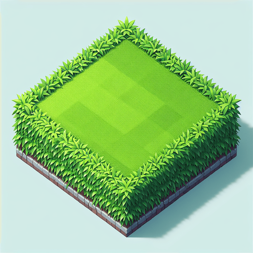 top view of a beautiful and lush clean ans straight lawn square.
Video game style