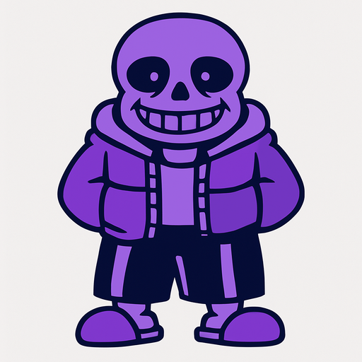Sans color morado.
In-Game asset.  2d.  High contrast.  No shadows