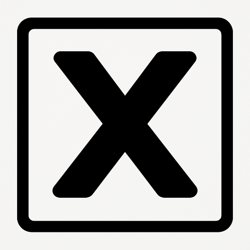 X IN A WHITE SQUARE.
In-Game asset.  2d.  High contrast.  No shadows