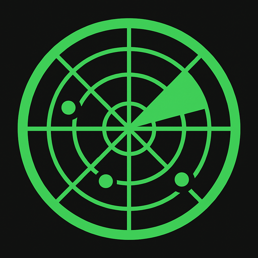 Rango circular de un radar.
In-Game asset.  2d.  High contrast.  No shadows