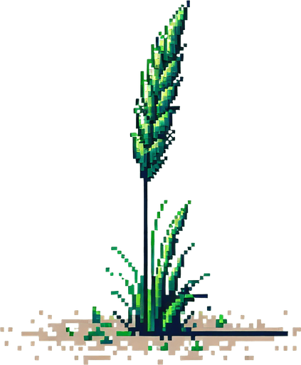 pixelart of a single tall grass stem.
2d sprite, white background