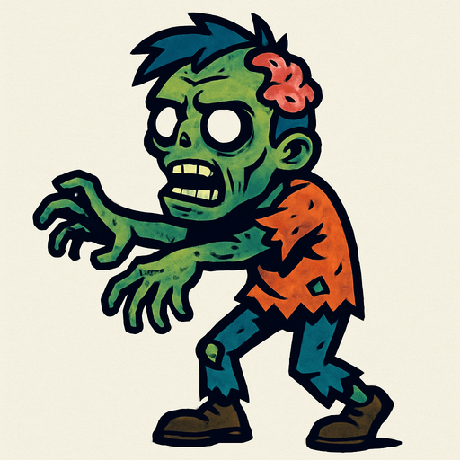 Zombie.
In-Game asset.  2d.  High contrast.  No shadows