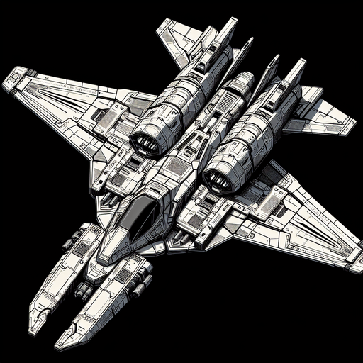 Futuristic fighter plane, chrono trigger, top down view, behind
Single Game Texture. In-Game asset. 2d. Blank background. High contrast. No shadows.