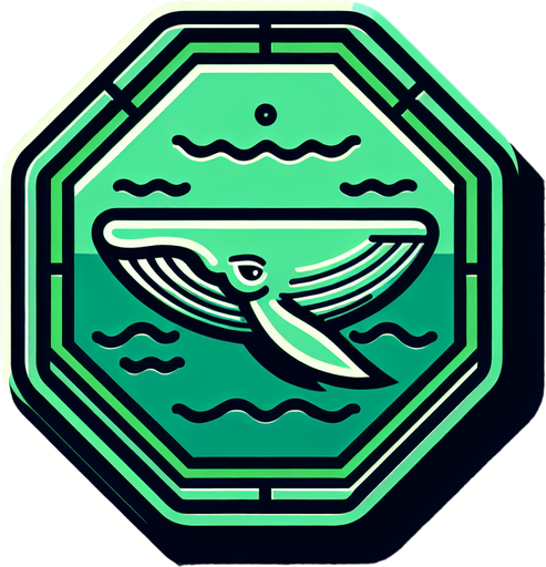 whale head in octogonal box with green background asset.
Single Game Texture.  In-Game asset.  2d.  Blank background.  High contrast.  No shadows