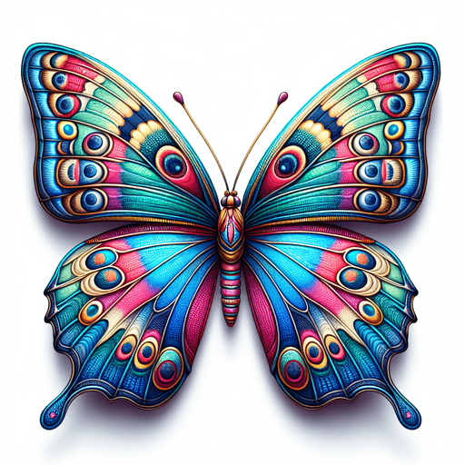 Create a butterfly.
Single Game Texture.  In-Game asset.  2d.  Blank background.  High contrast.  No shadows