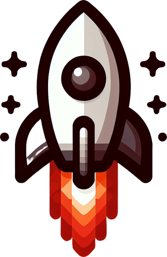 Ракета.
Single Game Texture. In-Game asset. 2d. Blank background. High contrast. No shadows.