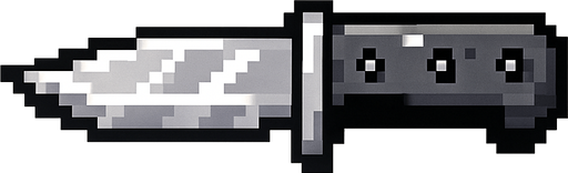 Quiero un cuchillo de color metal en estilo 32 bits.
In-Game asset.  2d.  High contrast.  No shadows