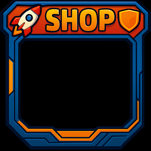 сделать точно такуюже рамку но надпись заменить на shop. звезду заменить на ракету, а стрелку на щит